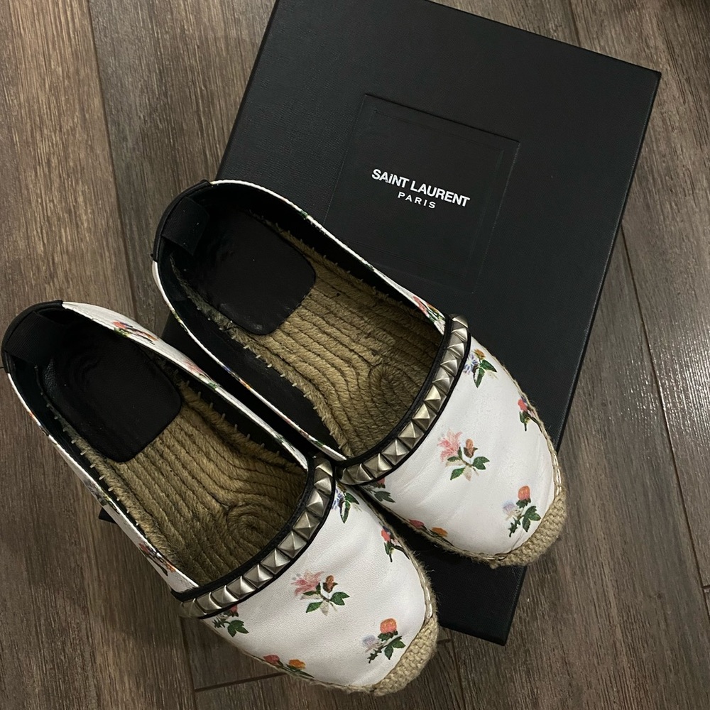 Saint Laurent espadrille floral studded